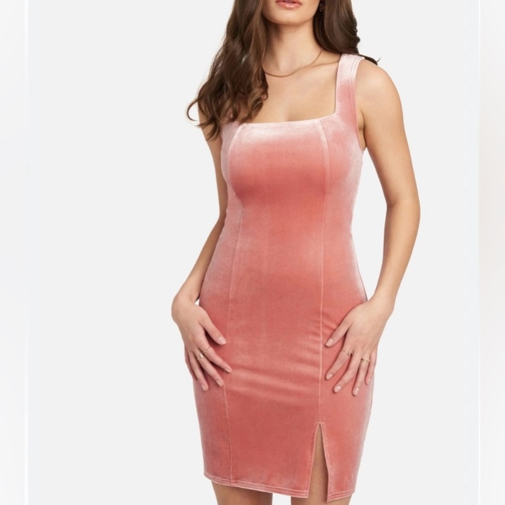 Bebe Dress square neckline, shoulder straps